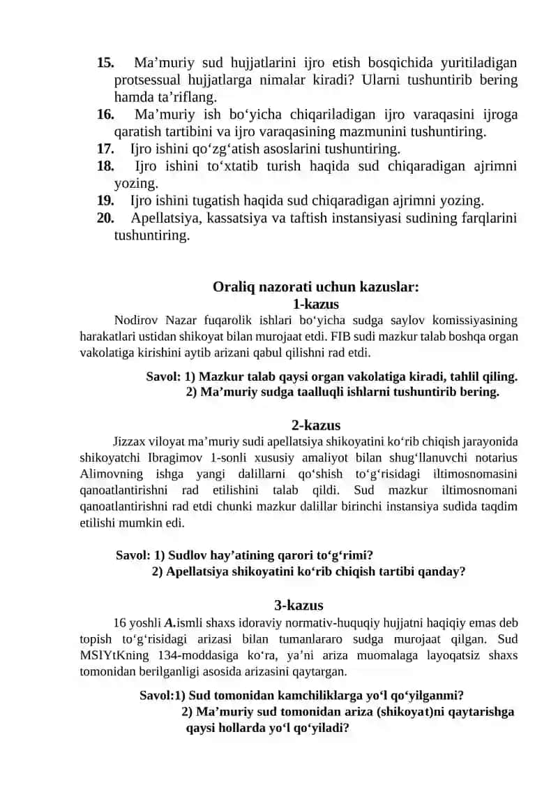 Sud protsessual hujjatlar 2