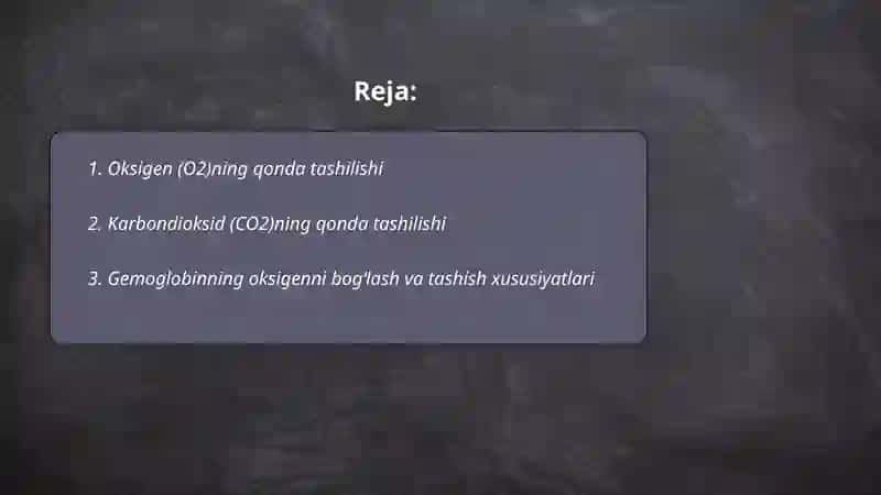 Qonda gazlarni tashilishi 2