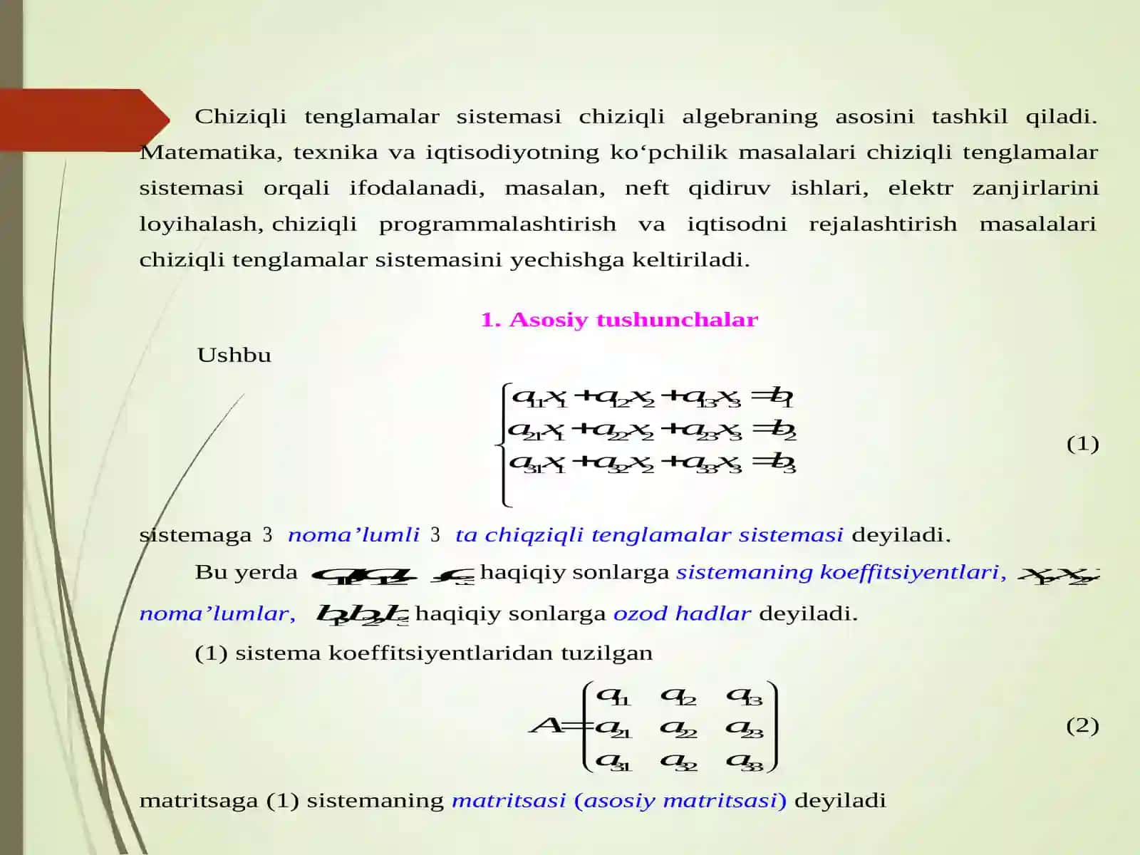 Chiziqli tenglamalar sistemasini yechish 2