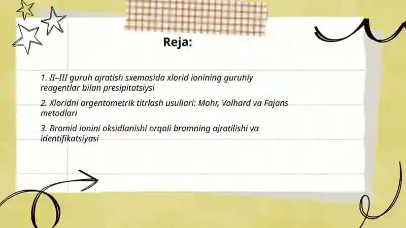 II-III guruh Cl Br J S NO2 NO3 CH3COOH anionlarining analitik reaksiyalari 2