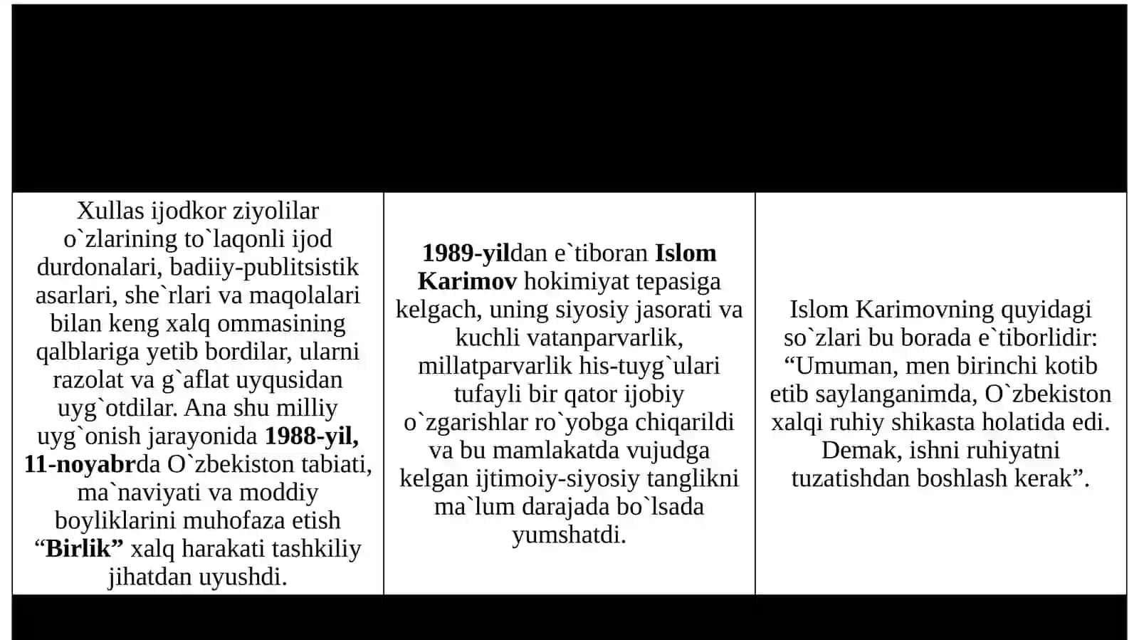 Mustaqil O‘zbekistonRespublikasining tashkil topishi va uningtarixiy ahamiyati 2