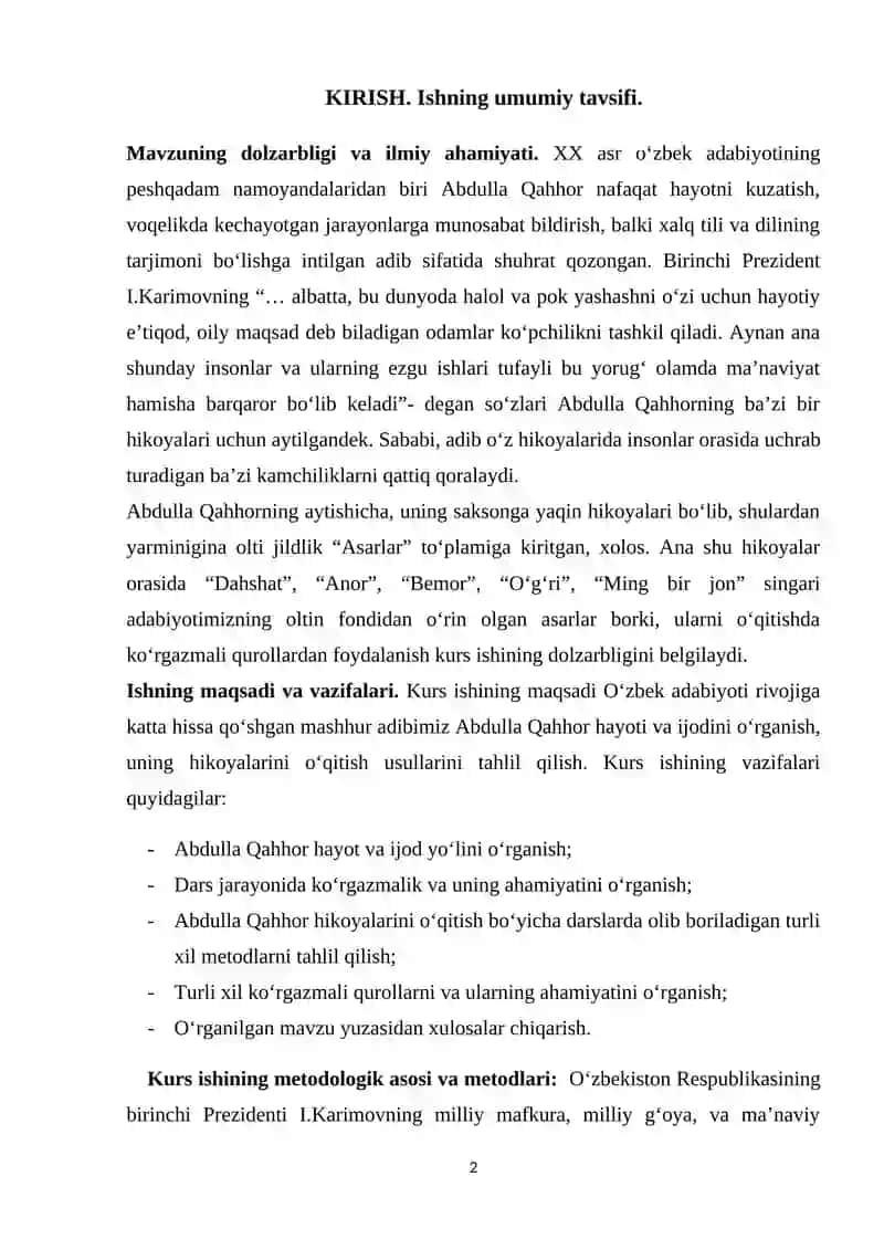 Abdulla Qahhor hikoyalarini ko'rgazmalilik asosida o'rganish 2