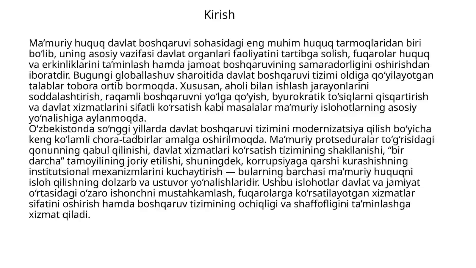 Ma’muriy huquq islohotlarining mazmuni va ahamiyati 2