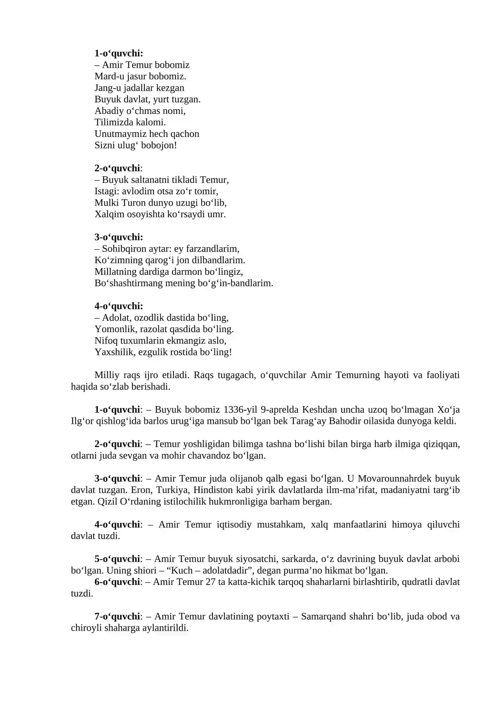 Buyuk sarkarda Sohibqiron Amir Temur (1336-1405 yil) tavallud kuni 2