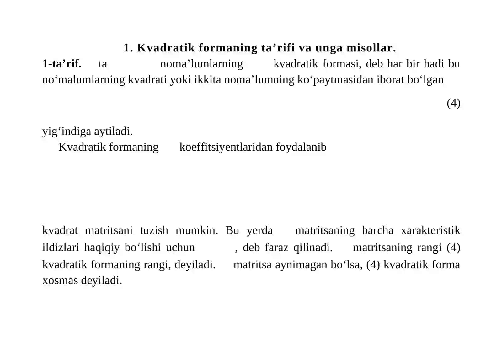 Kvadratik forma va uni kanonik korinishga keltirish 2