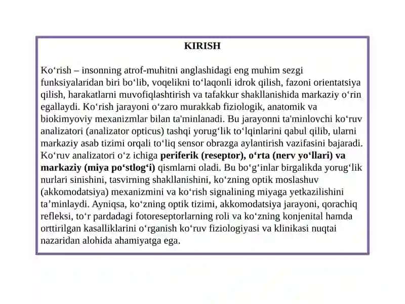 Ko‘ruv analizatori fiziologiyasi 2