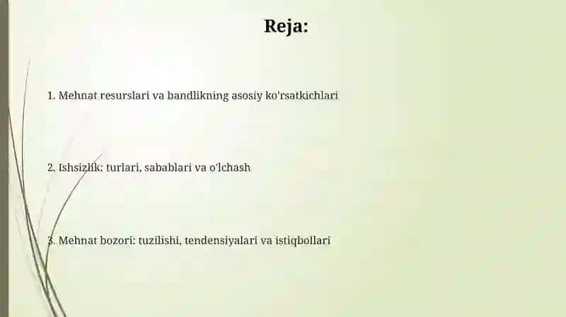 Mehnat resurslari va bandlikning asosiy ko'rsatkichlari 2