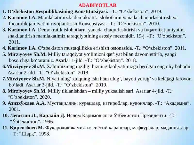 O‘zbekistonda siyosiy islohotlar 2
