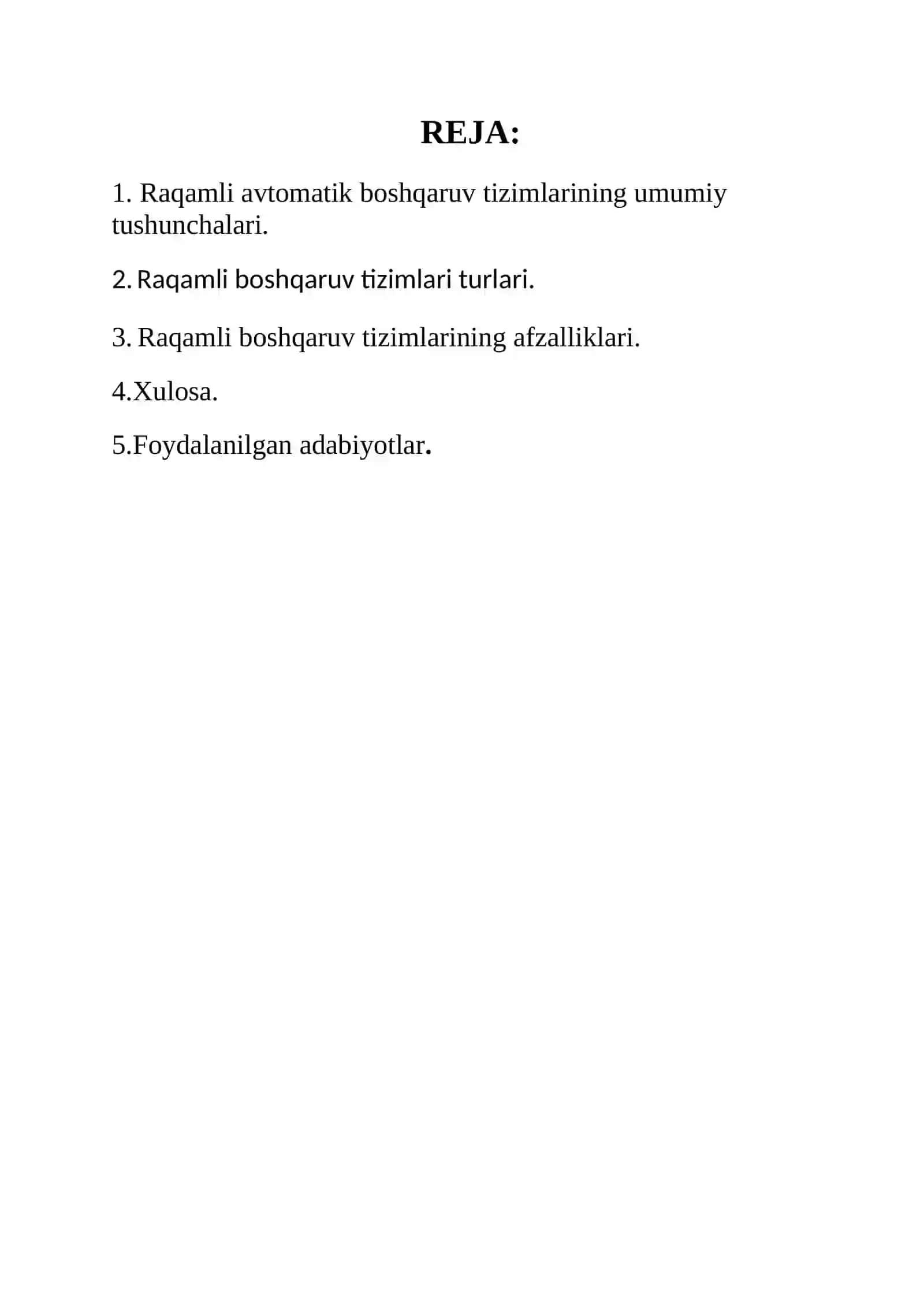 Raqamli avtomatik boshqarish sistemalari 2