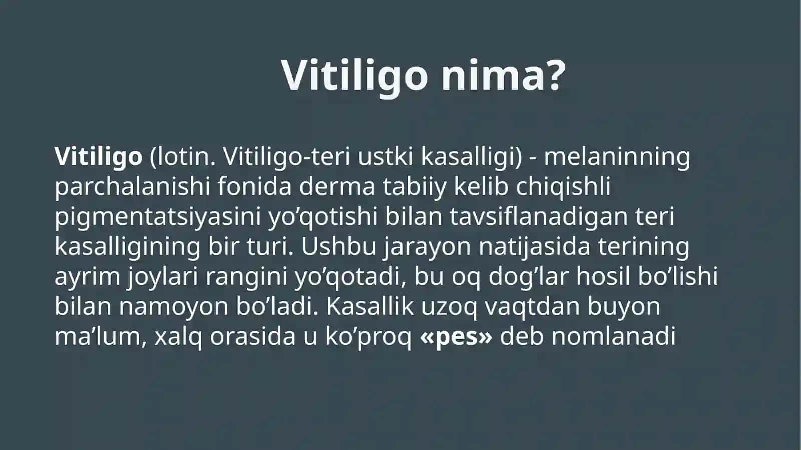 VITILIGO VA UNING ZAMONAVIY DAVOLASH USULLARI 2