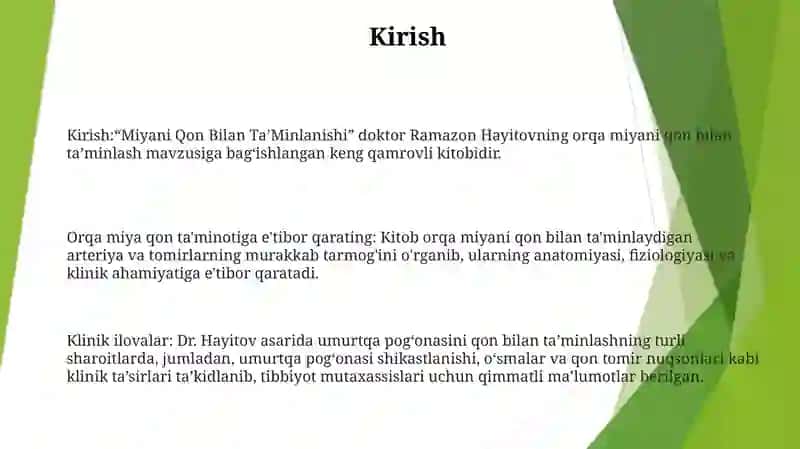 Miyani Qon Bilan TaʼMinlanishi 2