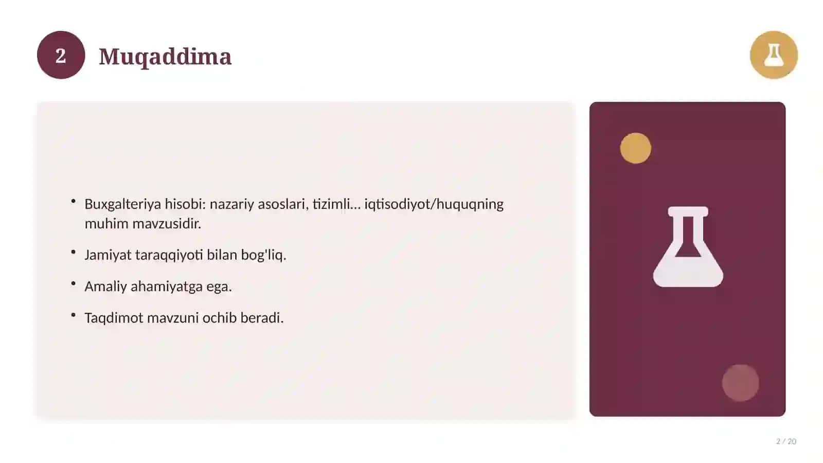 Buxgalteriya hisobi: nazariy asoslari, tizimli yondashuvda (Magistrlik dissertatsiyasi mavzusi) 2