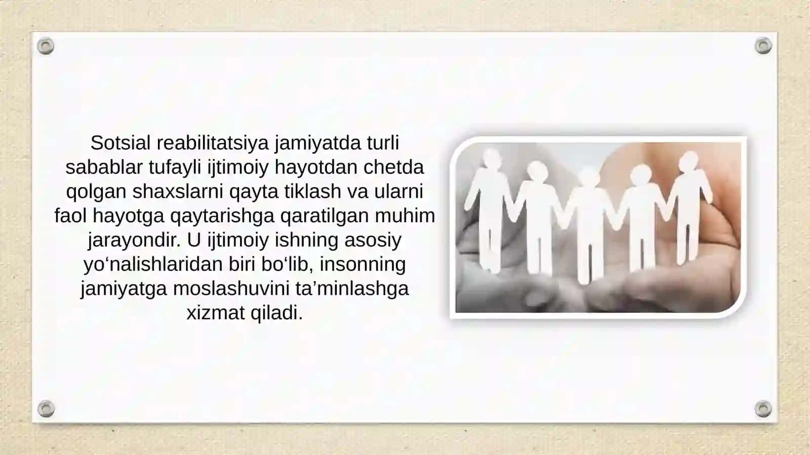 Sotsial reabilitatsiya: tushuncha, tamoyillar, metodlar 2