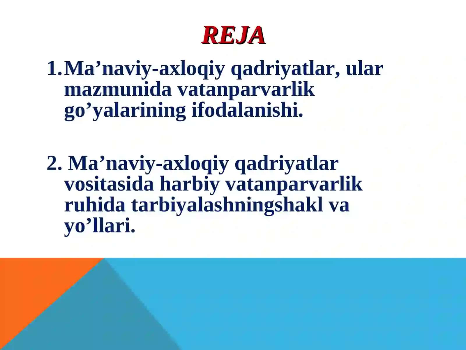Ma’naviy-axloqiy qadriyatlar asosida talabarni harbiy vatanparvarlik ruhida tarbiyalash 2