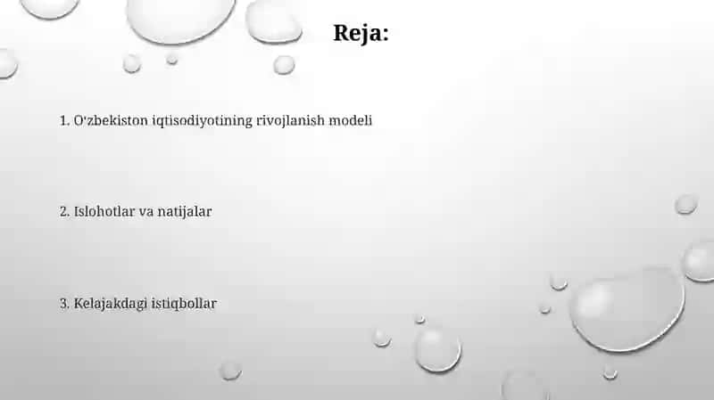 Oʻzbekiston iqtisodiyoti taraqqiyotining "Òzbek modeli" 2