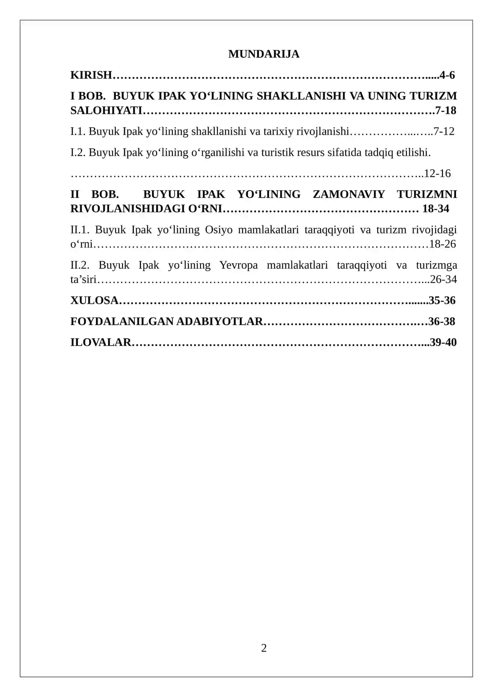 Buyuk Ipak yoʻlining turizm sohasidagi ahamiyati 2