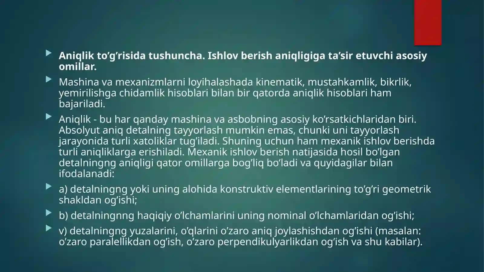 Detallarga ishlov berish aniqligini tahlil qilish 2