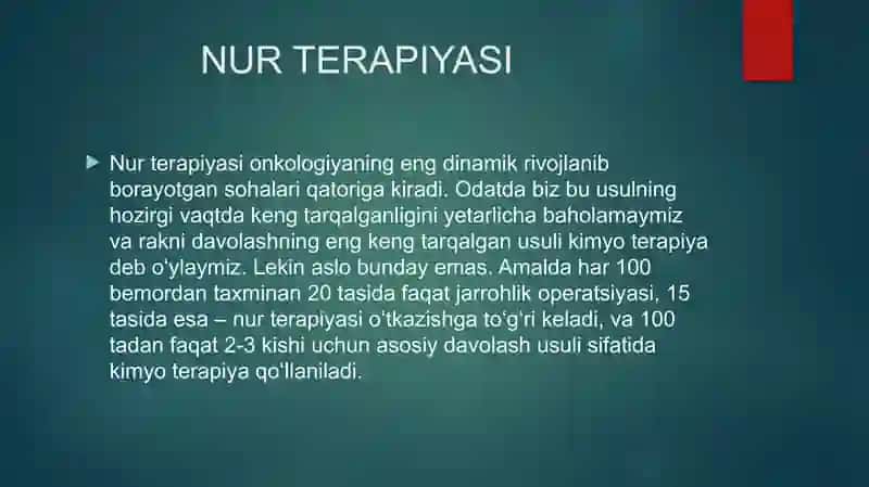 O’sma va boshqa kasalliklarning nur terapiyasi 2