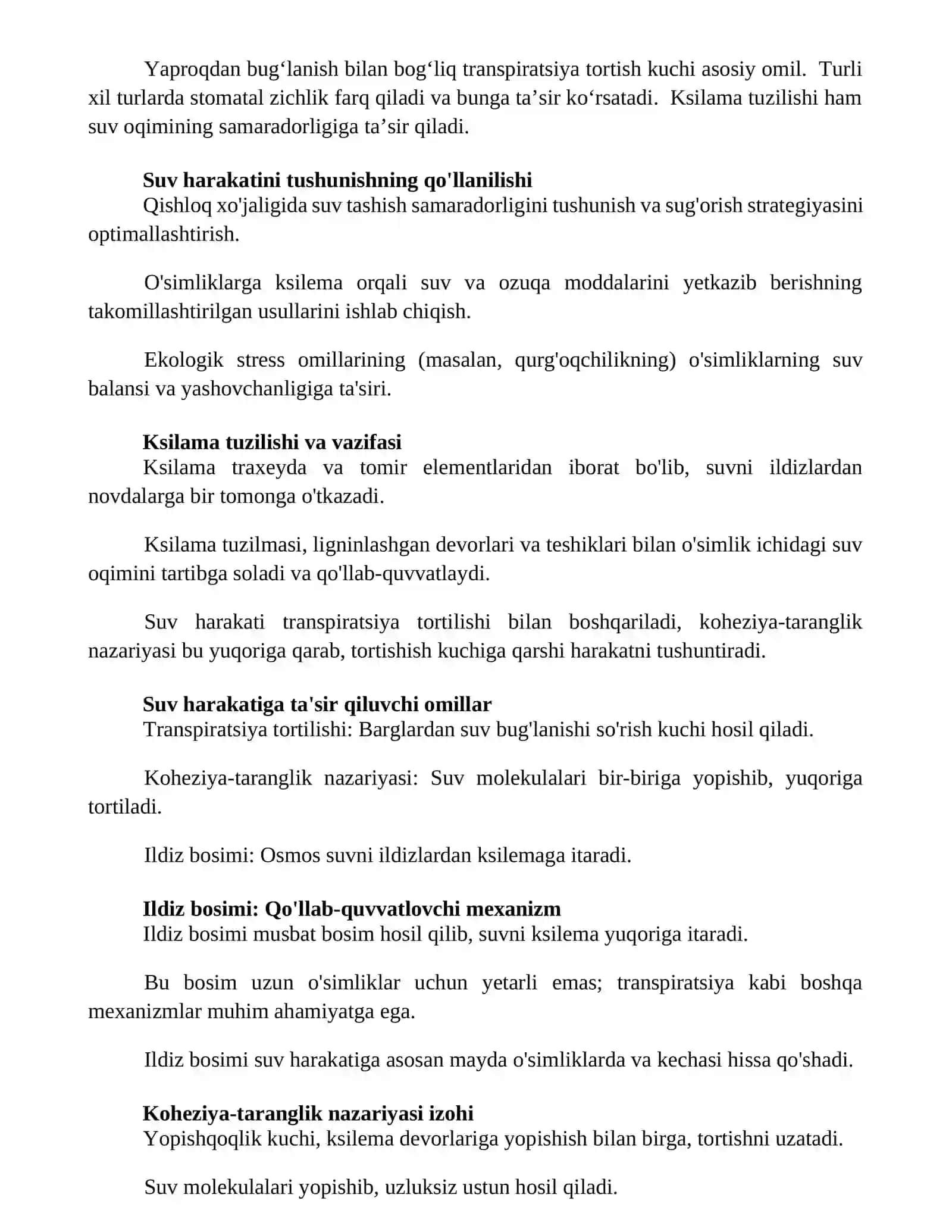 O'simlik novdalarida suv almashinuvini aniqlash 2