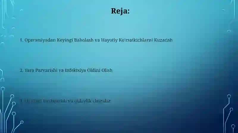 Operatsiyadan Keyingi Baholash va Hayotiy Ko'rsatkichlarni Kuzatish 2