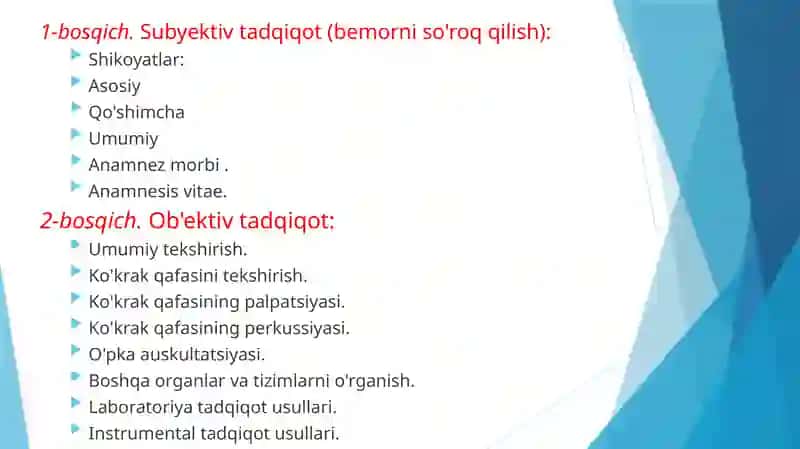 Nonspesifik o'pka kasalliklarini tashxislash usullari 2