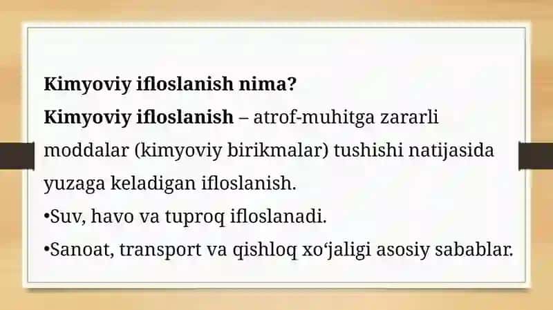ATROF MUHITNING KIMYOVIY IFLOSLANISHI 2