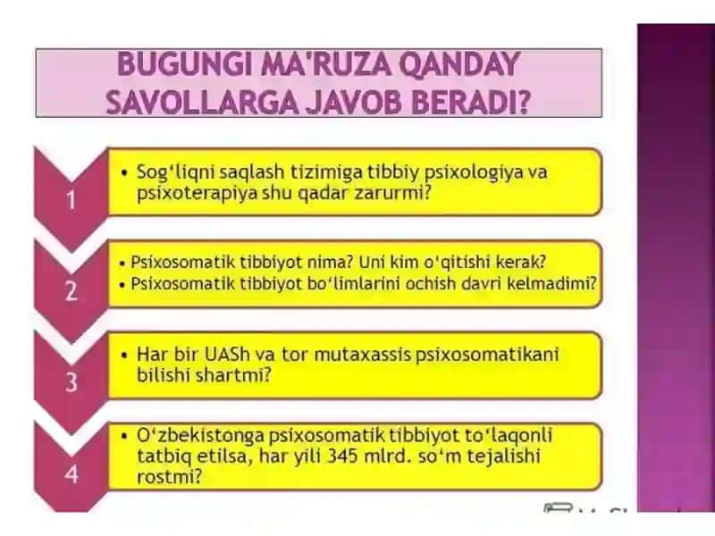 Tibbiyot Psixologiyasi Fanidan Taqdimoti 2