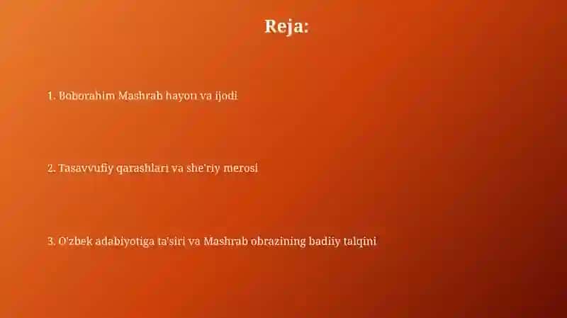 Boborahim Mashrab hayoti va ijodi 2