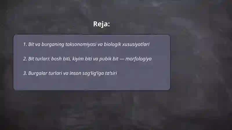 Tibbiyotda ahamiyatga ega bo'lgan Hasharotlar: Bit, Burga 2