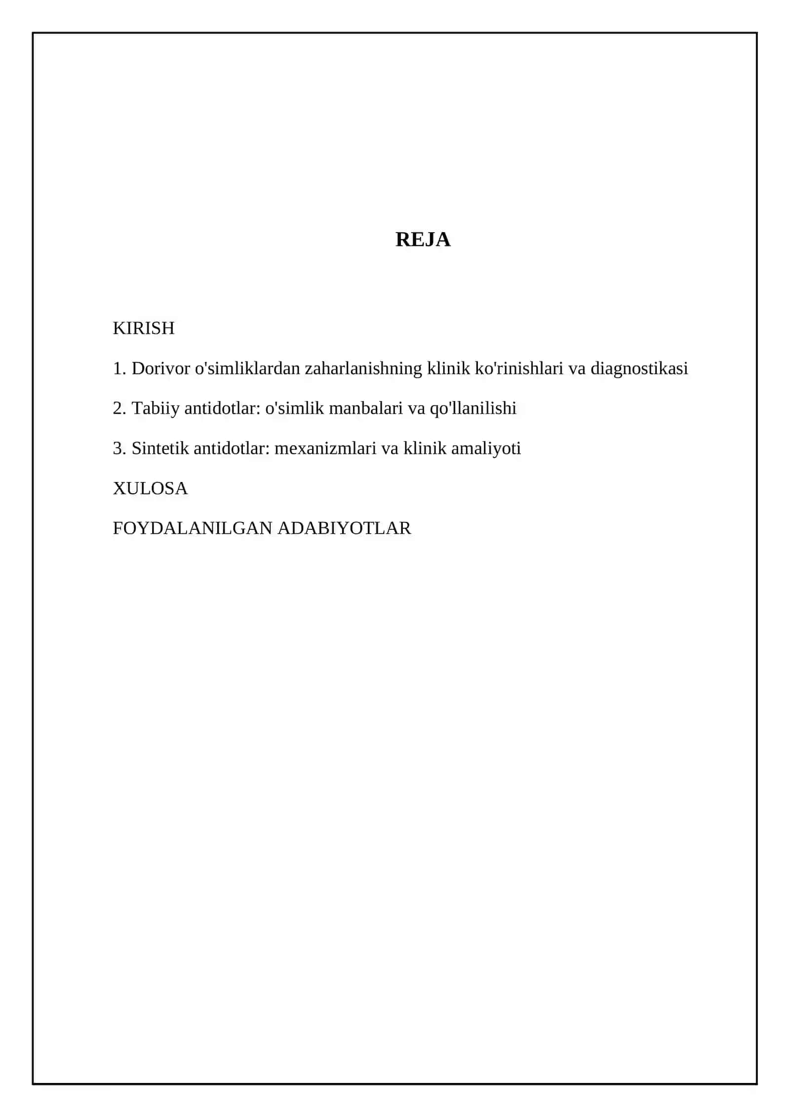 Dorivor o'simliklar bilan zaharlanish holatlari. Tabiiy va sintetik antidotlar 2
