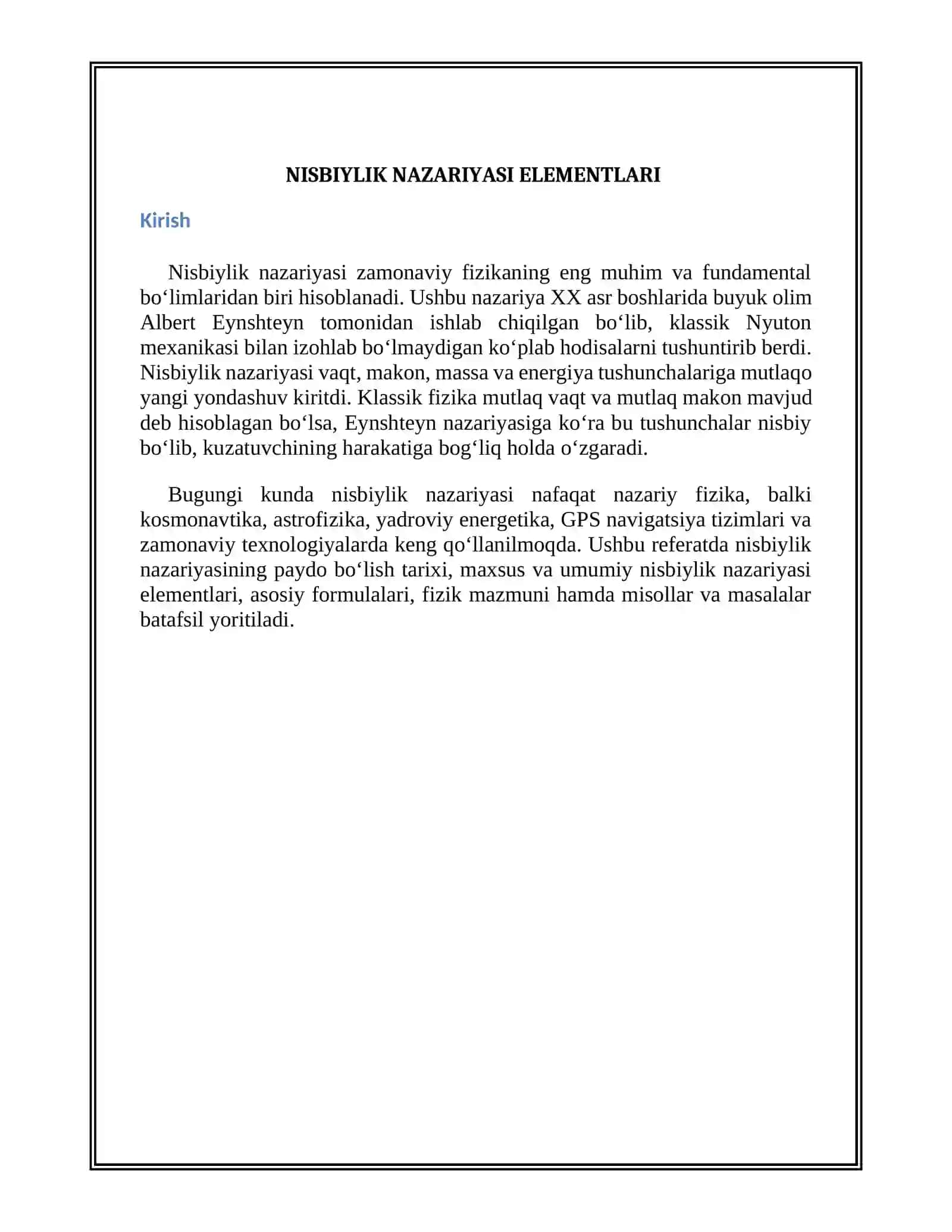NISBIYLIK NAZARIYASI ELEMENTLARI 2