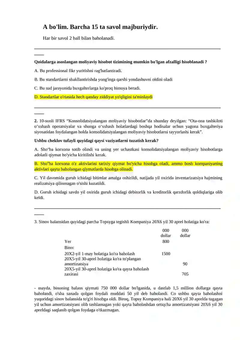 Konsolidatsiyalangan moliyaviy hisobotlar 2