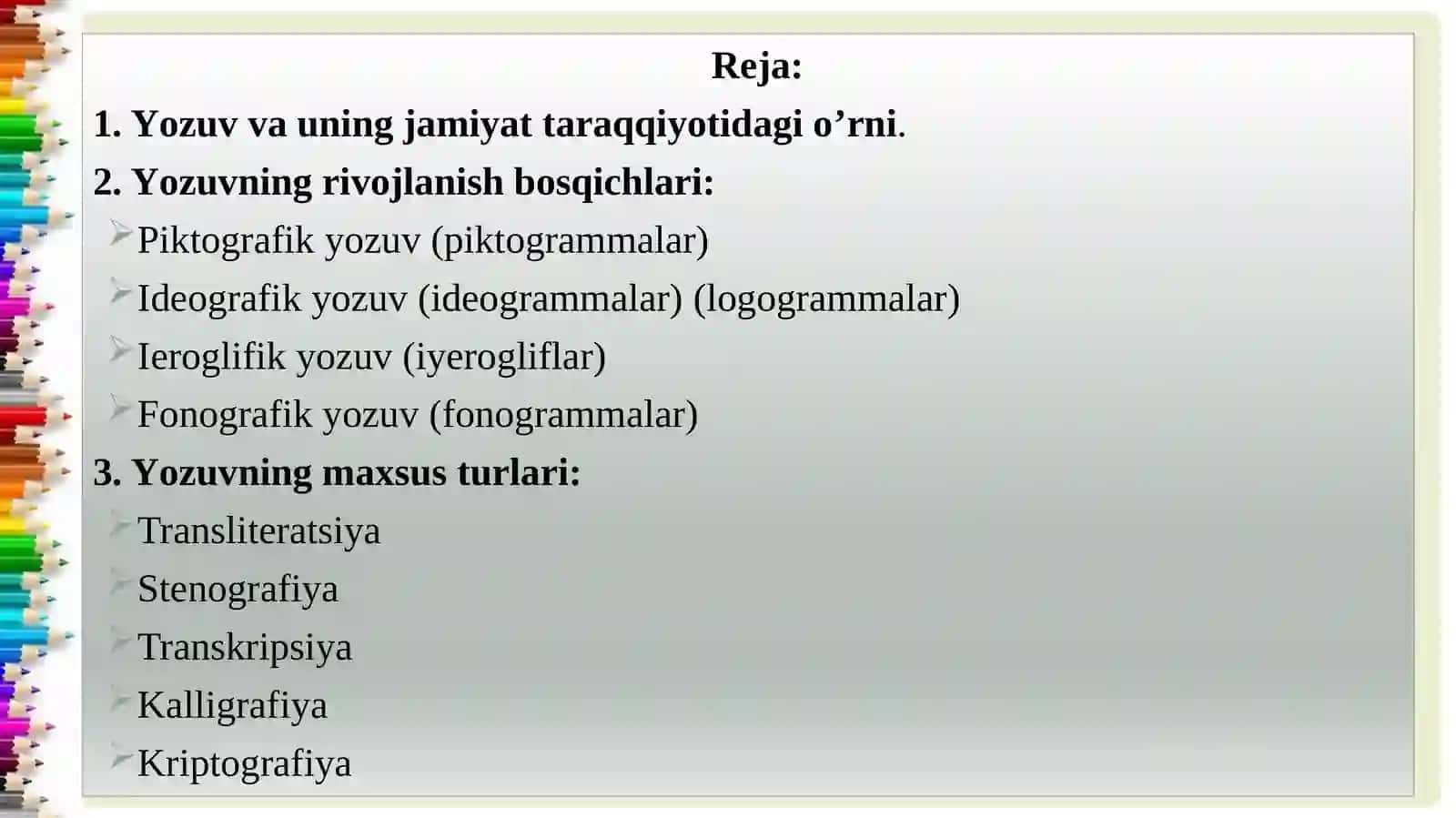YOZUV VA UNING RIVOJLANISH BOSQICHLARI 2
