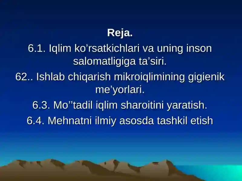 Mehnat gigienasi va ishlab chiqarish sanitariyasi 2