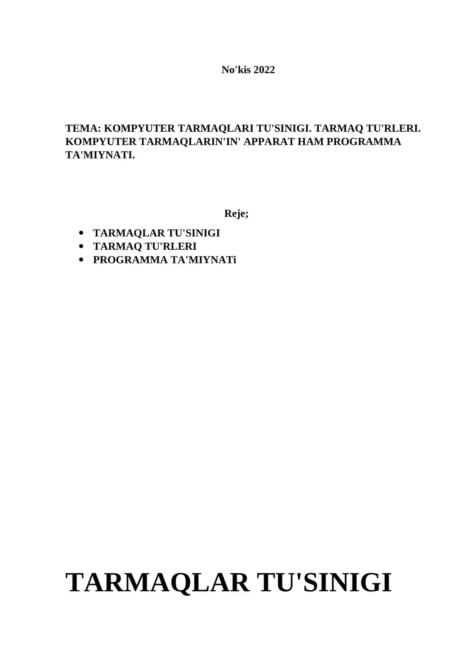 Xabar texnologiyalari ha’m processlerdi matematikalıq modellestiriw 2