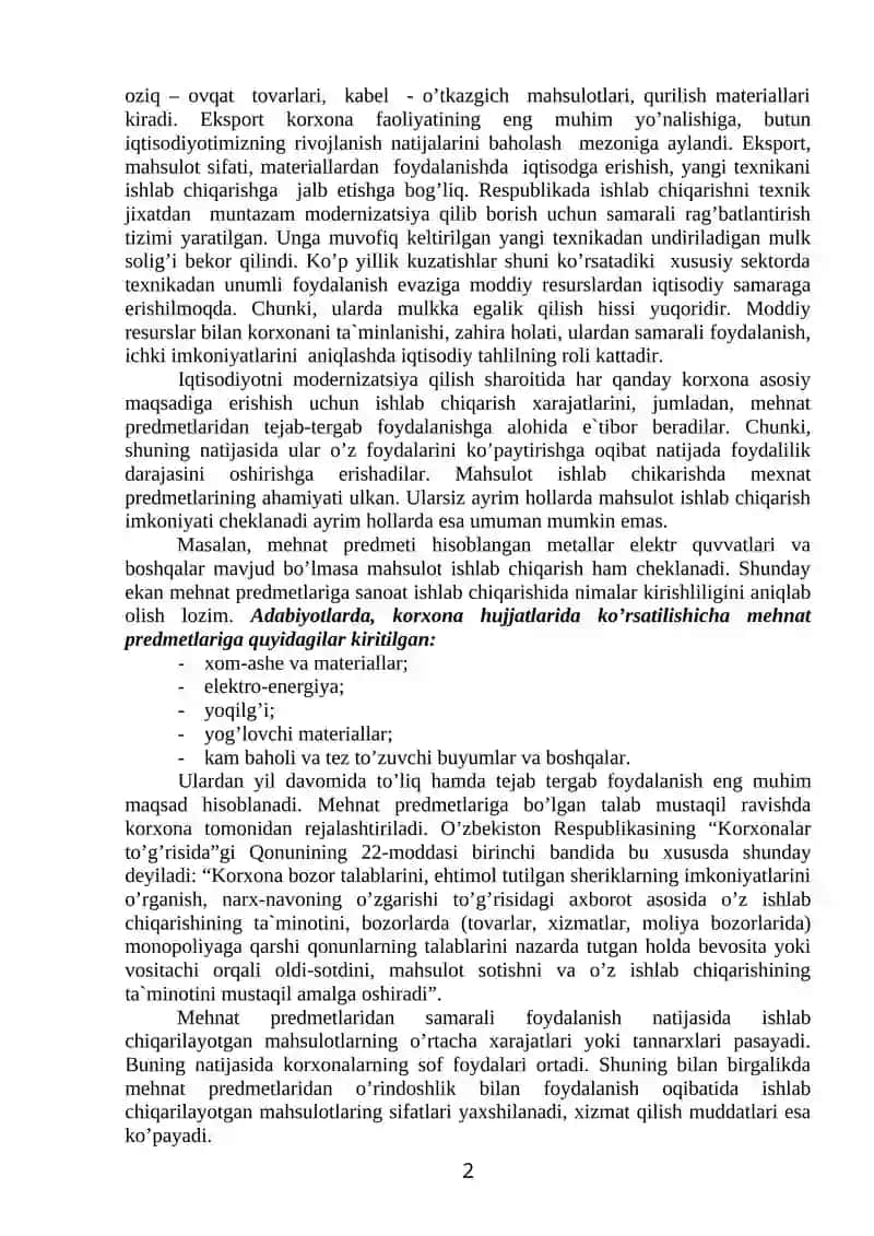 Xo’jalik sub`ektlarining mоddiy resurslar bilan ta`minlanishini tahlili 2