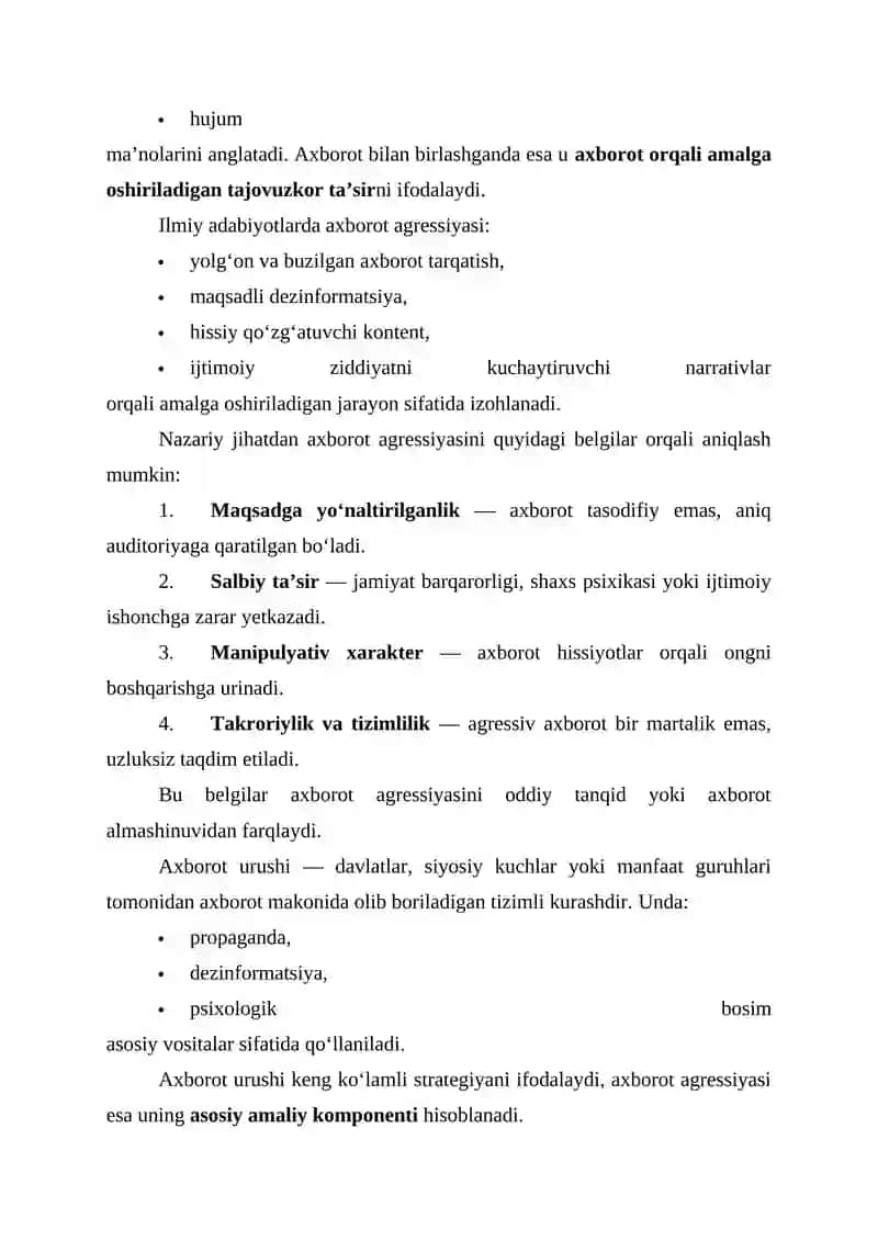 MEDIA MAYDONIDA “AXBOROT AGRESSIYASI” TUSHUNCHASINING NAZARIY ASOSLARI 2