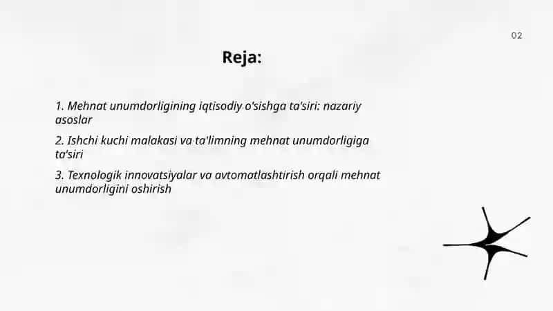 Mehnat unumdorligi - iqtisodiy o'sish omili sifatida 2