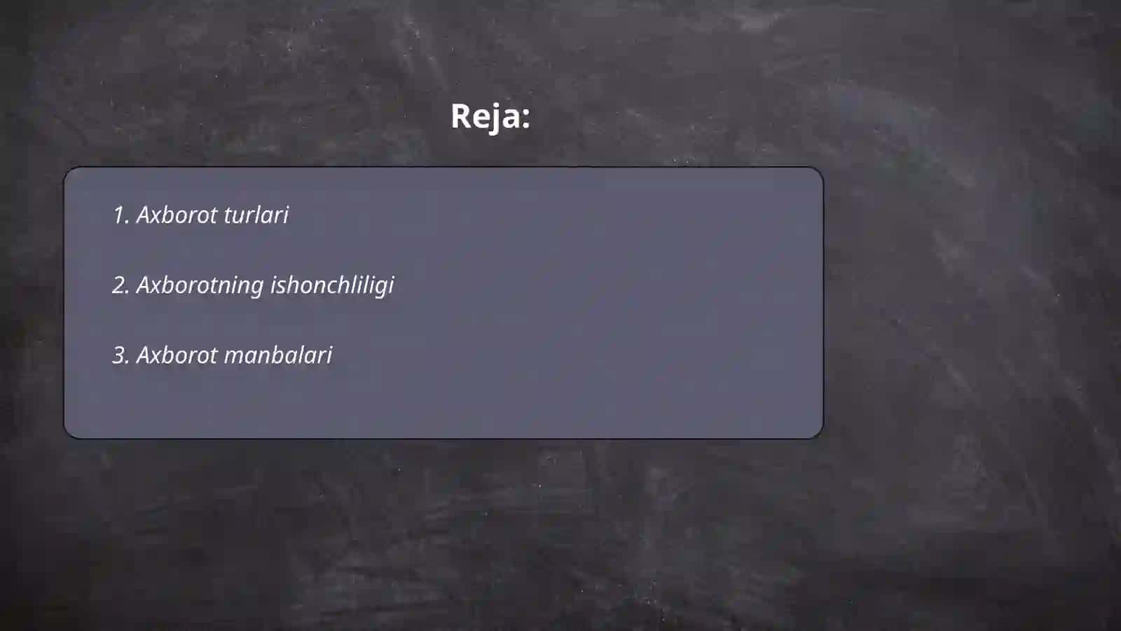 Axborot turlari va ishonchliligi 2