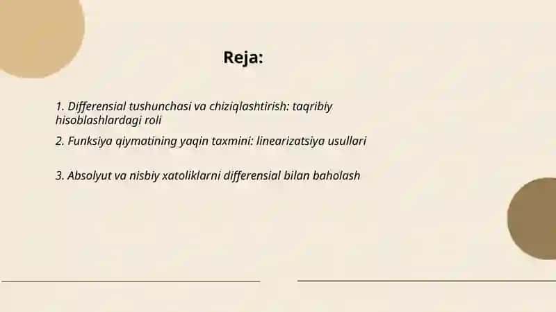 differensialning taqribiy hisoblashlarga tatbiqi 2
