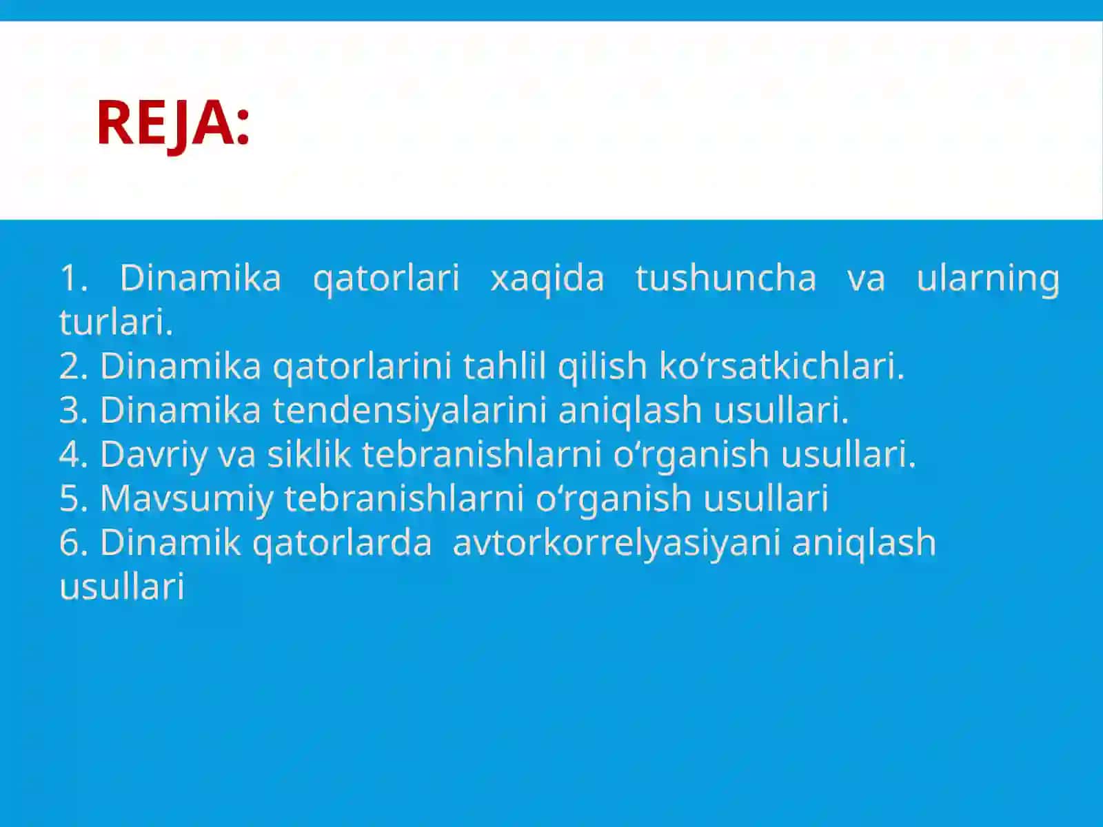 Dinamikani statistik o‘rganish usullari 2