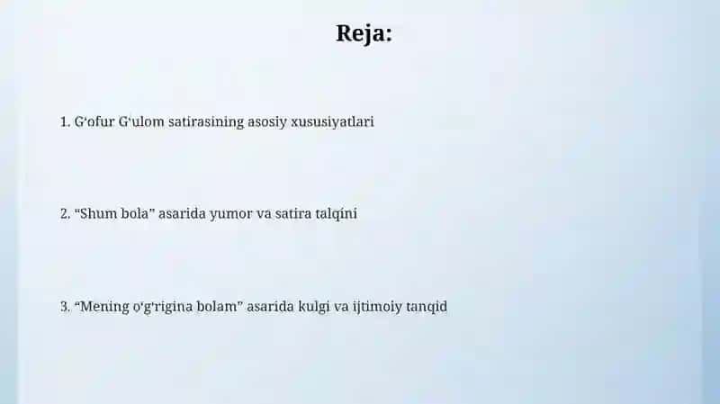 Gʻofur Gʻulom asarlarida satira va yumor 2