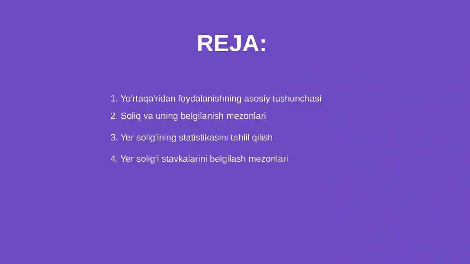 Yo'rtaqa'ridan foydalanganlik uchun soliq va uning stavkalarini belgilash mezonlari 2