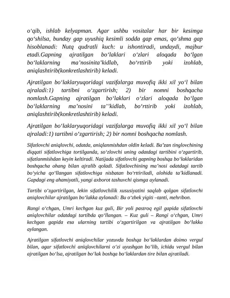 Gapning uyushiq va ajratilgan bo'laklari 2