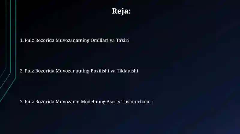 Pul bozorida muvozanat modeli 2