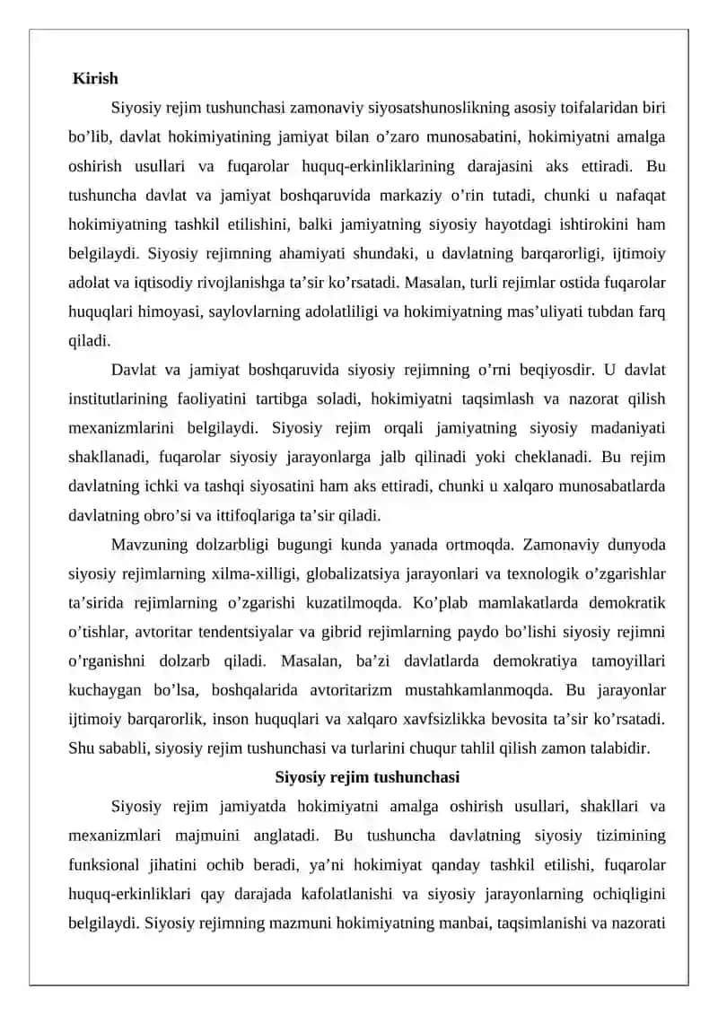 Siyosiy rejim tushunchasi va turlari 2