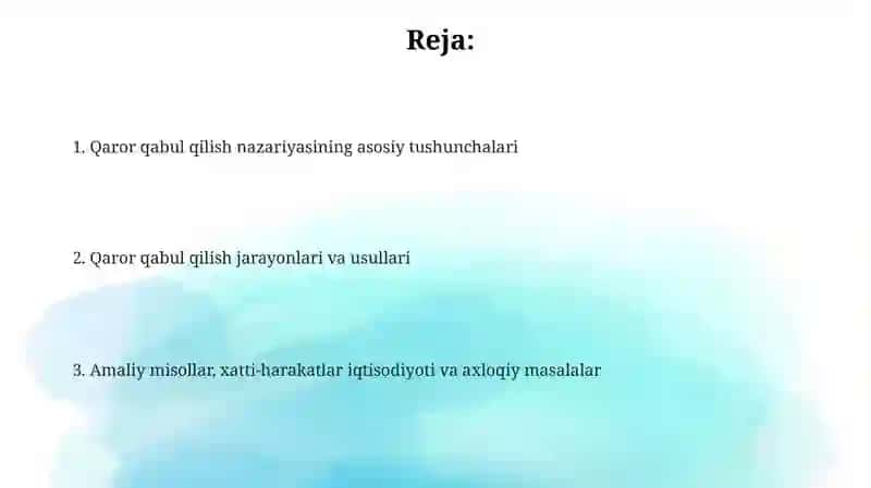Qaror qabul qilish nazariyasiasoslari 2