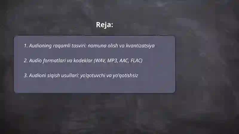 Audioning raqamli tasviri, Audio formatlari va kodeklar, Audioni siqish usullari 2