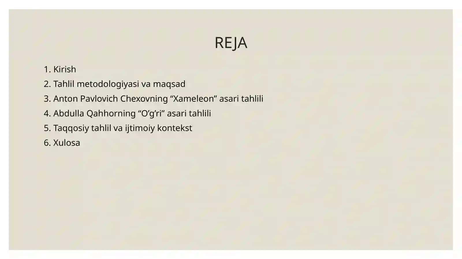 Anton Pavlovich Chexovning “Xameleon”va Abdulla Qahhor “O’g’ri”asaridagi insoniy fazilatlar tahlili 2