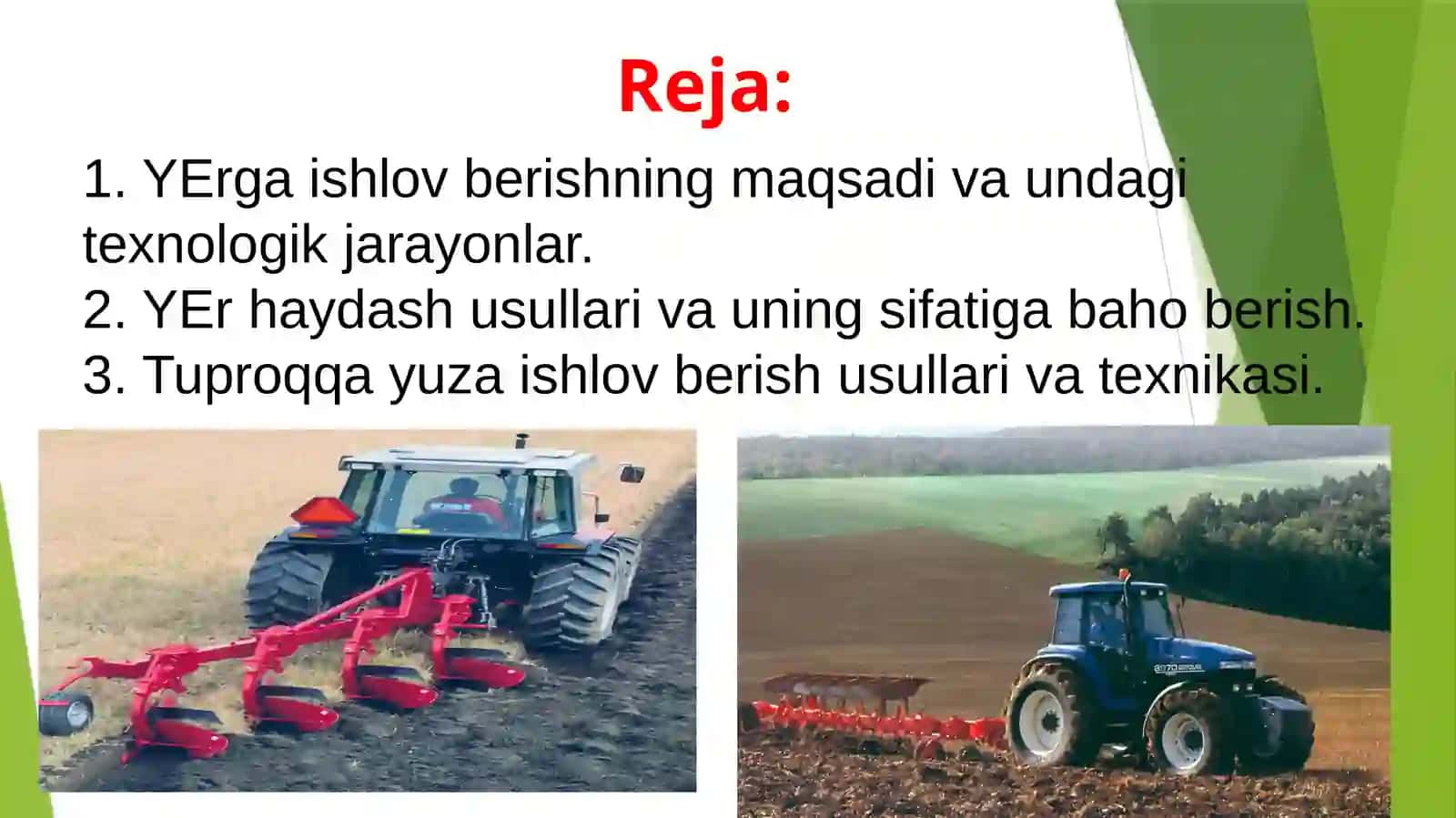 Yerga ishlov berish, haydash usullari va sifati 2